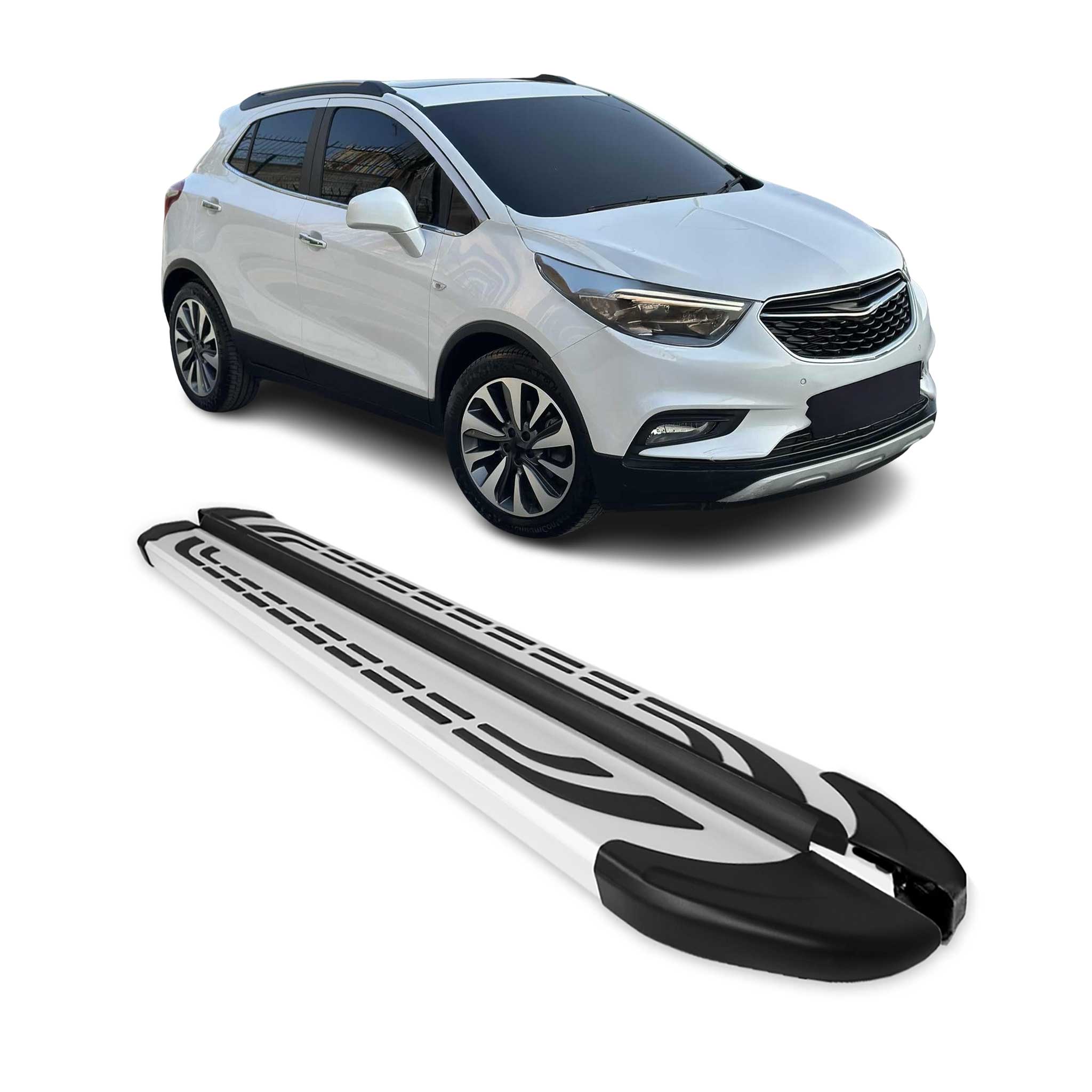 Trittbretter Seitenschweller Seitenbretter für Opel Mokka 2012-2019 Alu Grau
