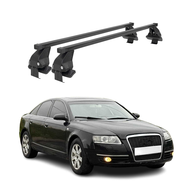 Menabo Dachträger Grundtäger für Audi A6 C6 Limo 2004-2011 50kg Stahl Schwarz 2x