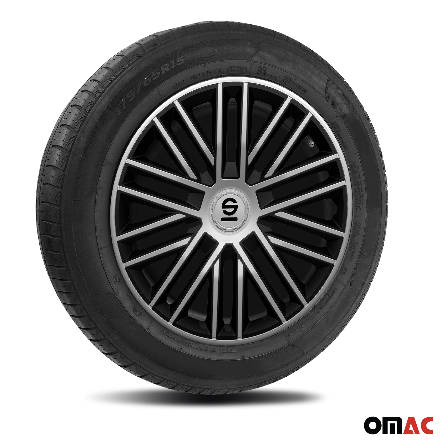 Radkappen Radzierblenden Sparco Bergamo 14" Zoll Abdeckung Set Silber Schwarz 4x