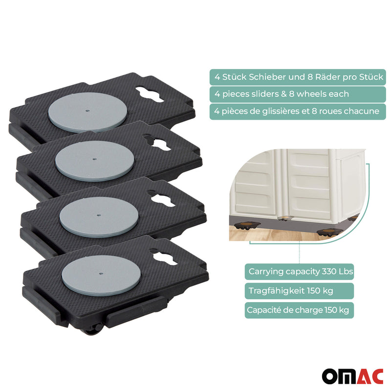 Möbel-Transportroller 150 kg Möbelroller Transportfahrwerk Trittbrett 4tlg