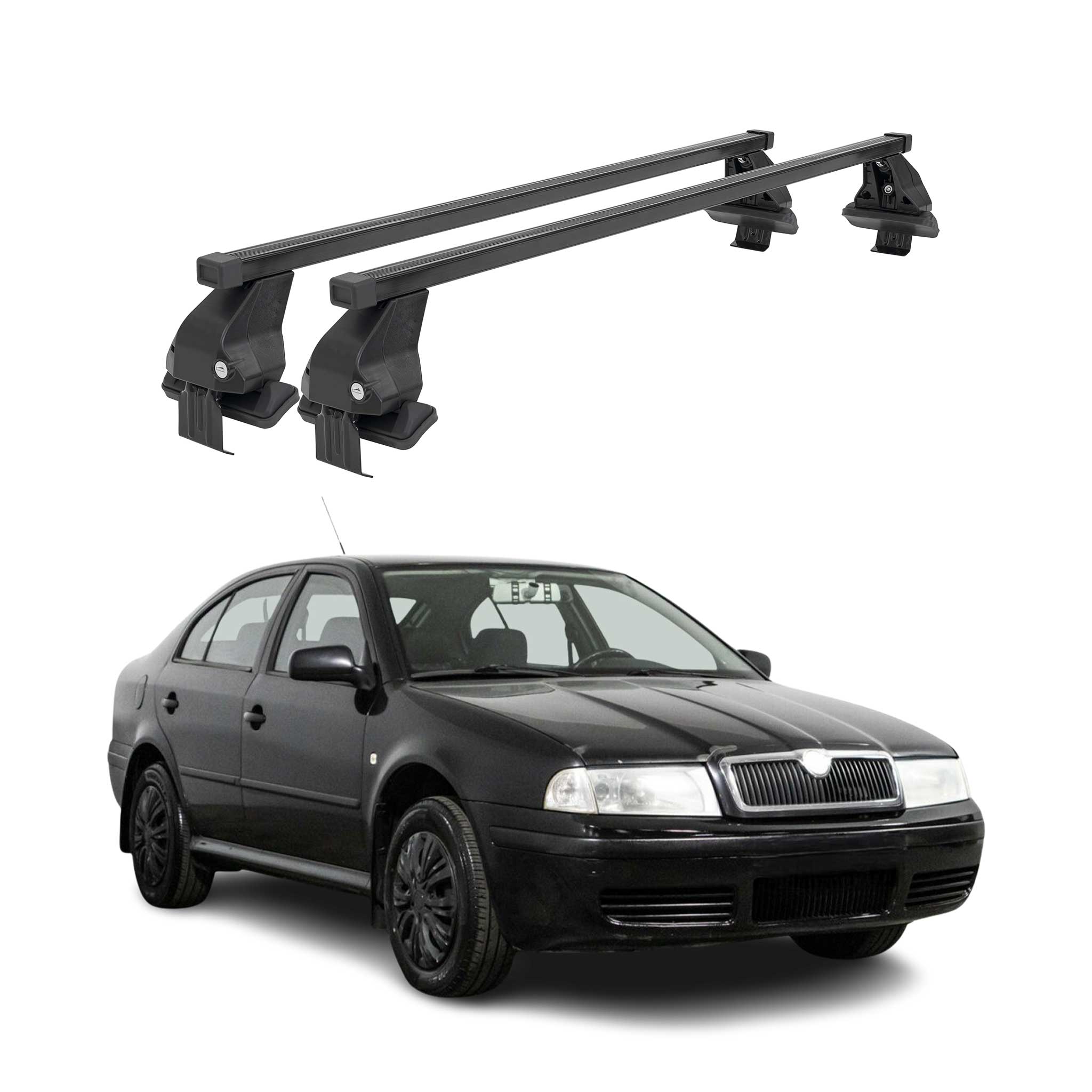 Menabo Dachträger für Skoda Octavia mk2 2004-2008 Pre-FL 4tür 50kg Stahl Schwarz