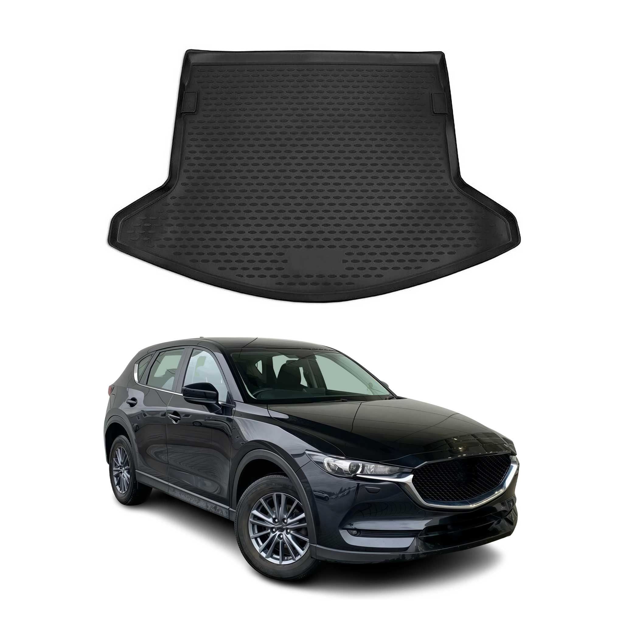 Kofferraummatte Kofferraumwanne für Mazda CX-5 2017-2025 Gummi TPE Schwarz