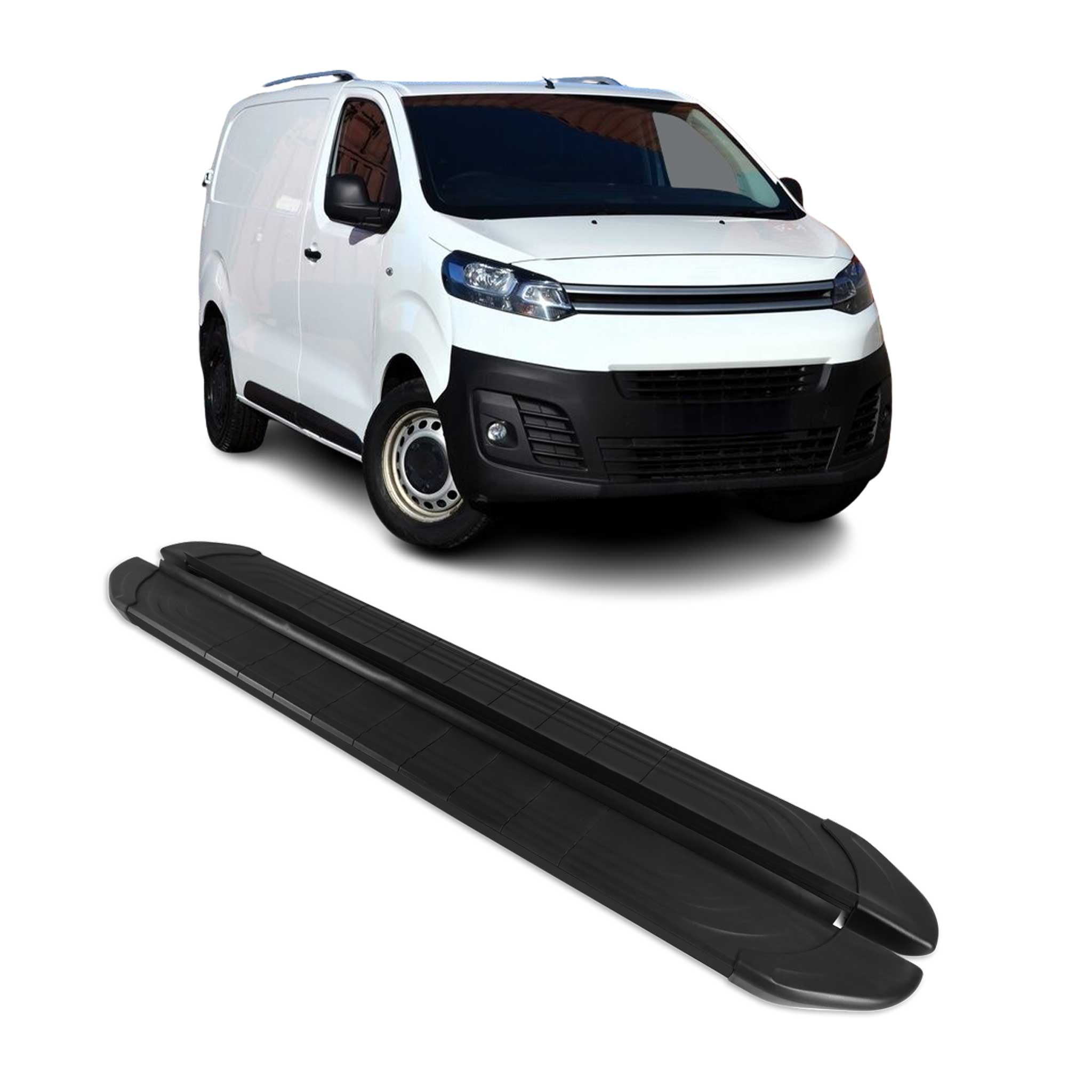 Trittbretter Seitenschweller für Citroen Jumpy 2016-2026 L2 L3 Aluminium Schwarz