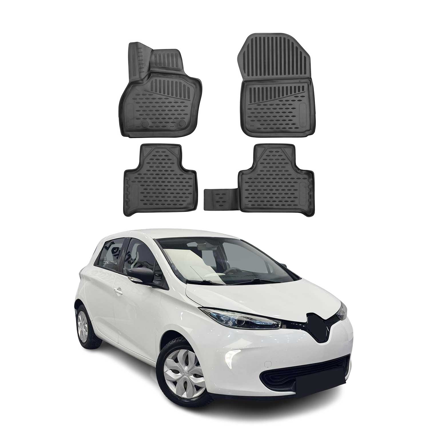 OMAC Gummimatten Fußmatten für Renault Zoe 2012-2021 TPE Automatten Schwarz 4x