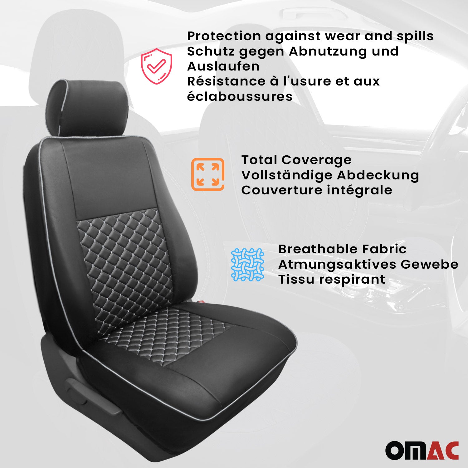 Sitzbezüge Schonbezüge für Ford Transit 2010-2013 Kunstleder Schwarz Weiß 1+2