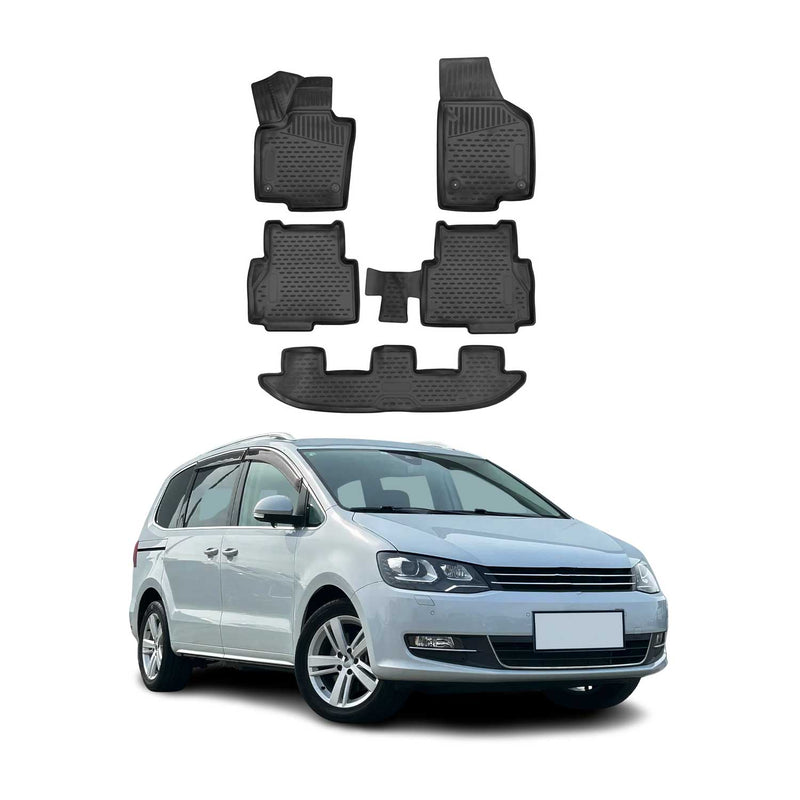 OMAC Gummimatten Fußmatten für VW Sharan 2010-2022 TPE Automatten Schwarz 5x