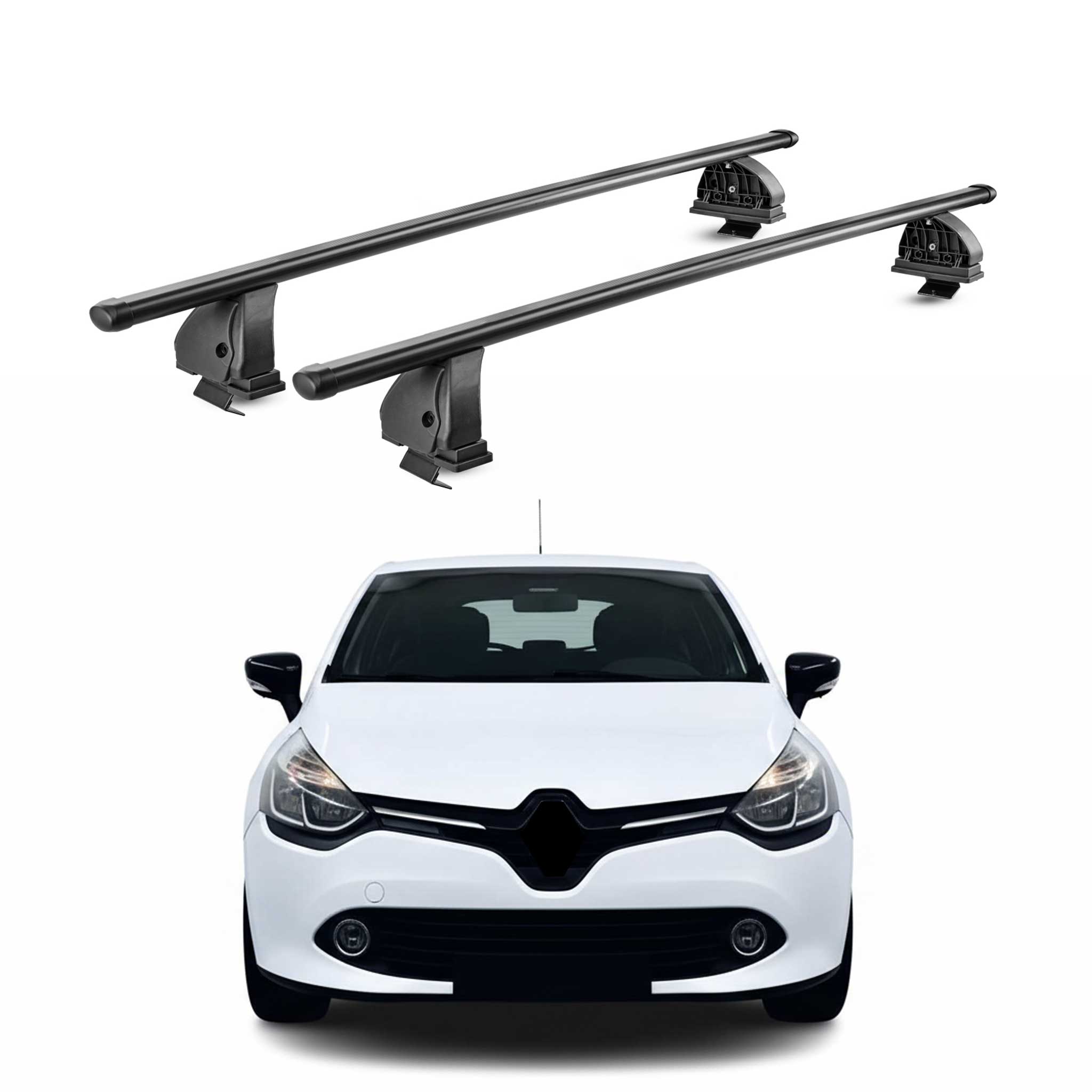 Stahl Dachträger für Renault Clio IV Schrägheck Kombi 2012-2019 TÜV 2tlg Schwarz