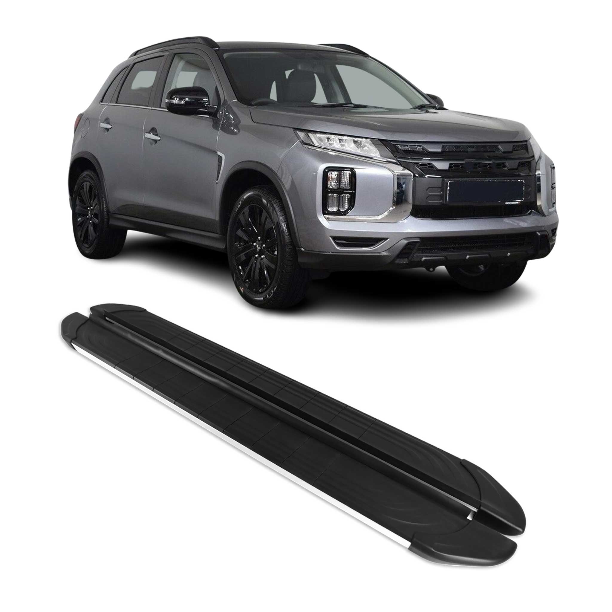 Seitenschweller Trittbretter für Mitsubishi ASX 2023-2026 Silber Aluminium 2 tlg