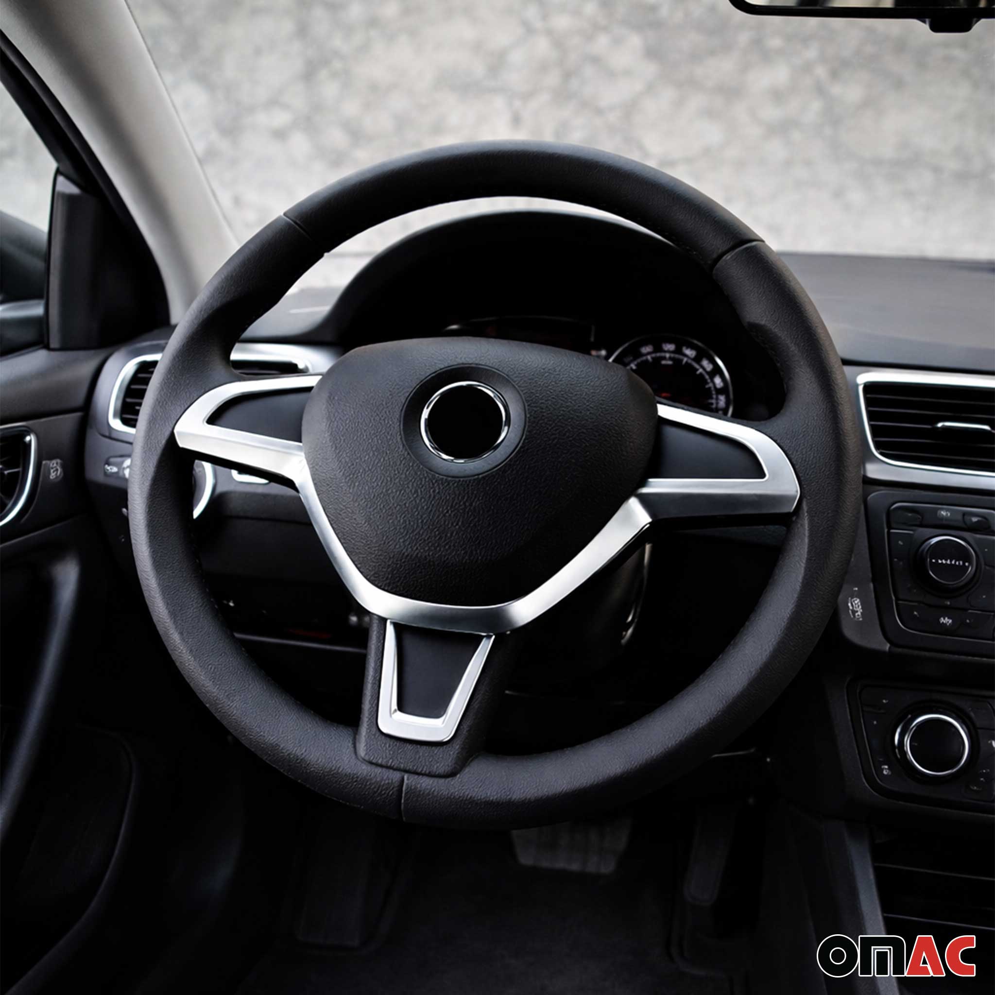 Lenkrad Abdeckung Beschichtung für Skoda Rapid 2012-2017 Chrom ABS Silber 1tlg