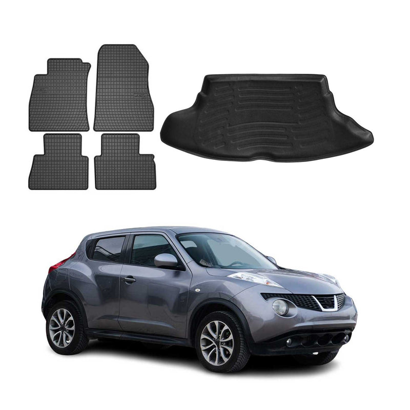 Fußmatten & Kofferraumwanne Set für Nissan Juke 2010-2019 Untere Gummi TPE 5x