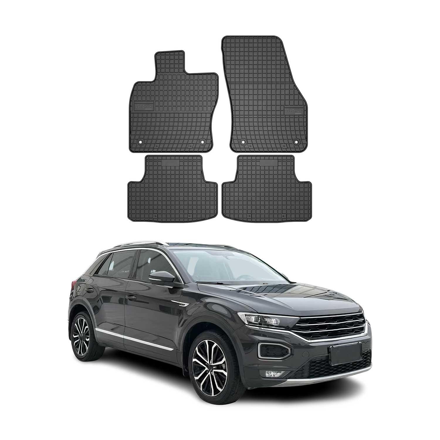 OMAC Gummi Fußmatten für VW T-Roc 2017-2025 Automatten TPE Schwarz 4x