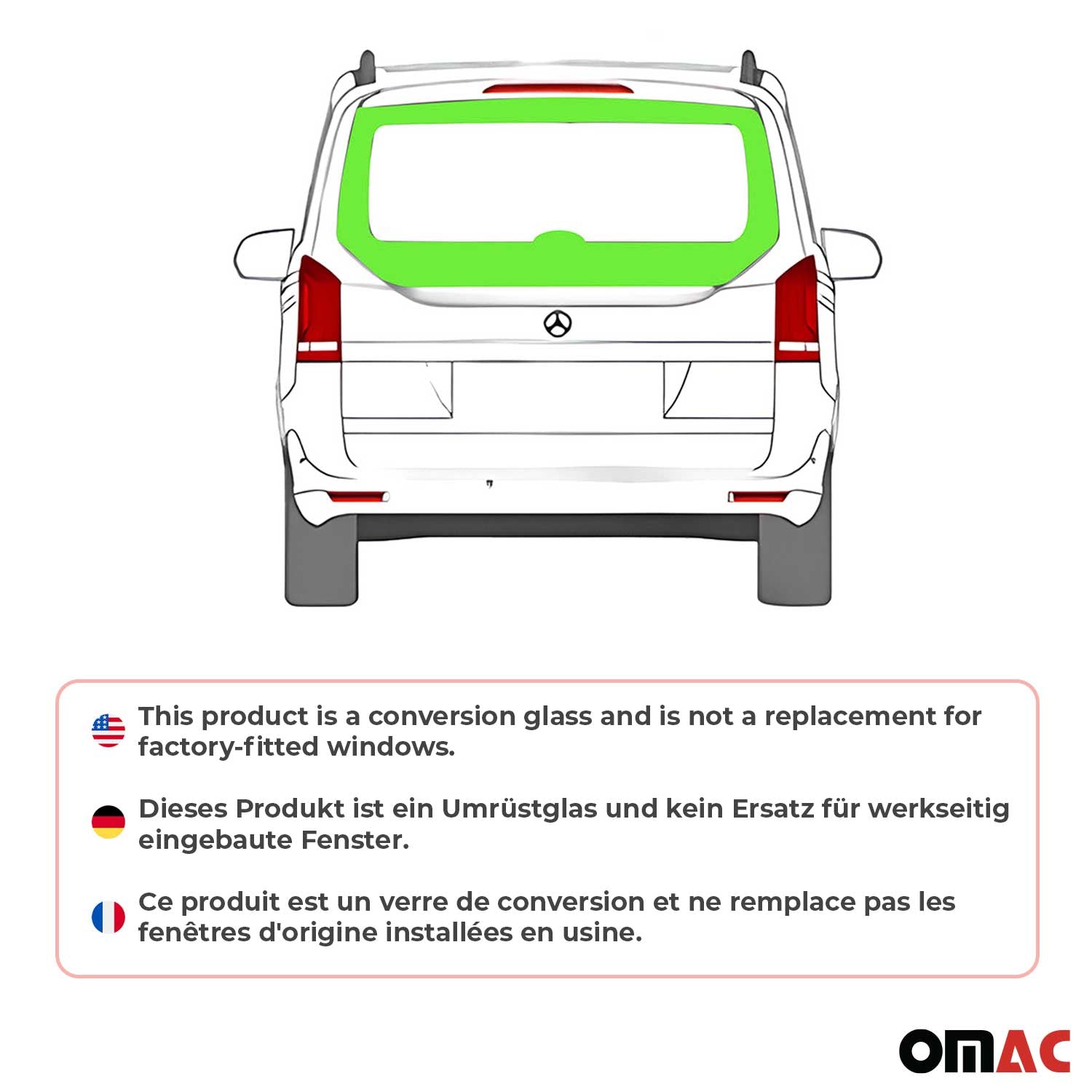 Heckscheibe Heckklappenfenster für Mercedes Vito W447 2014-2023 L2 L3 Schwarz