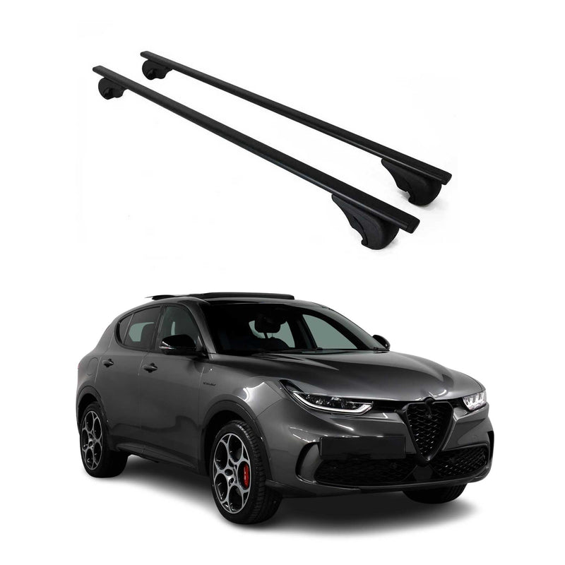 Dachträger Grundtäger für Alfa Romeo Tonale 2022-2025 75kg Metall Schwarz 2 tlg