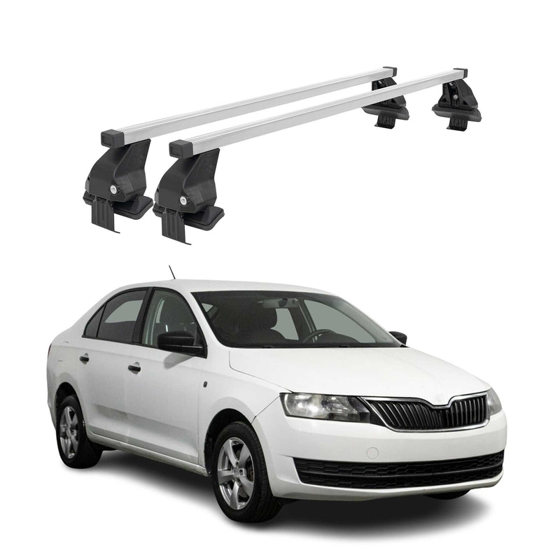Menabo Dachträger Grundtäger für Skoda Rapid 2012-2019 50kg Stahl Silber 2 tlg