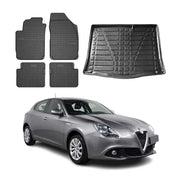 Fußmatten & Kofferraumwanne Set für Alfa Romeo Giulietta 2010-2020 Gummi 5x