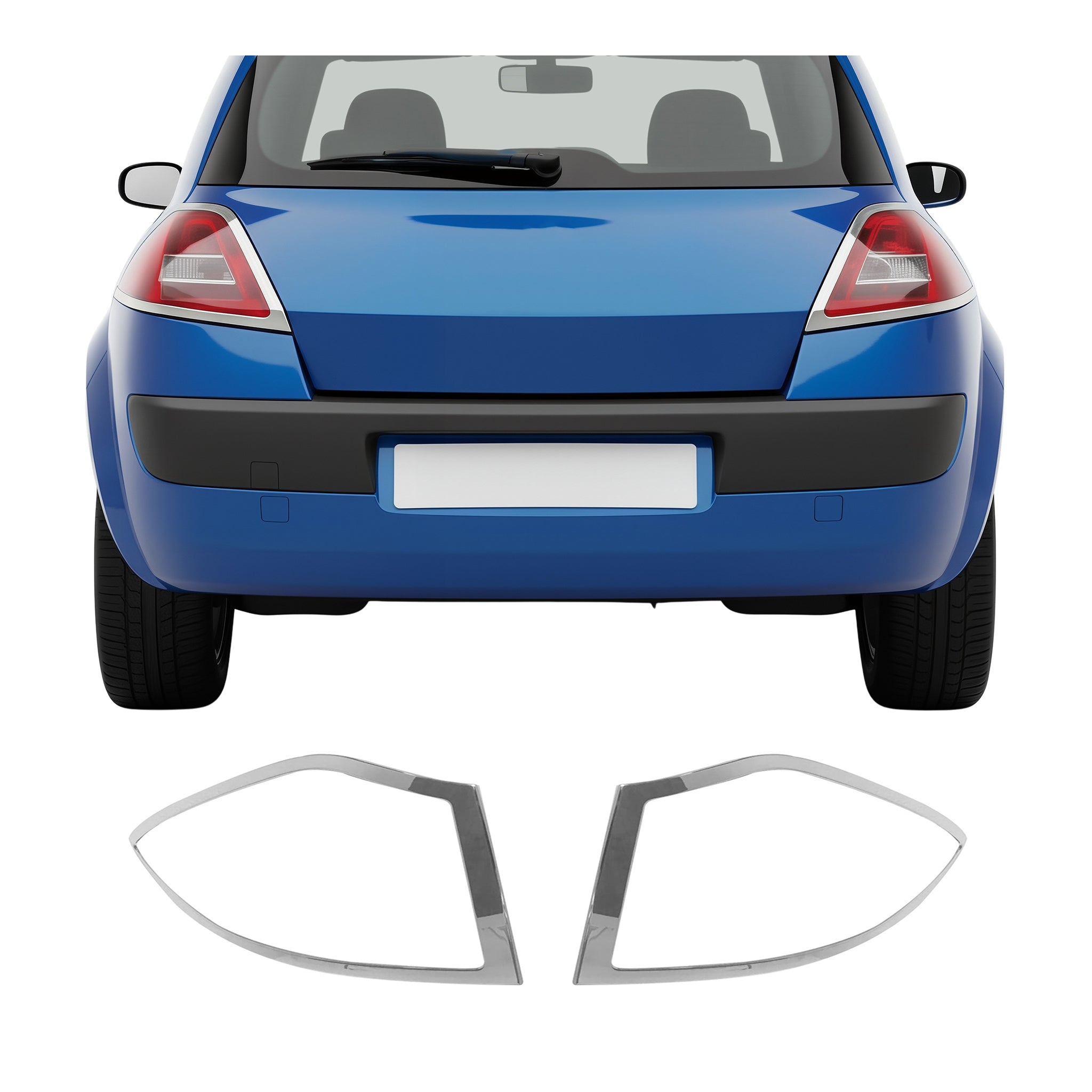 Rücklicht Leisten Heckleuchte für Renault Megane 2 Schrägheck Chrom ABS 2tlg