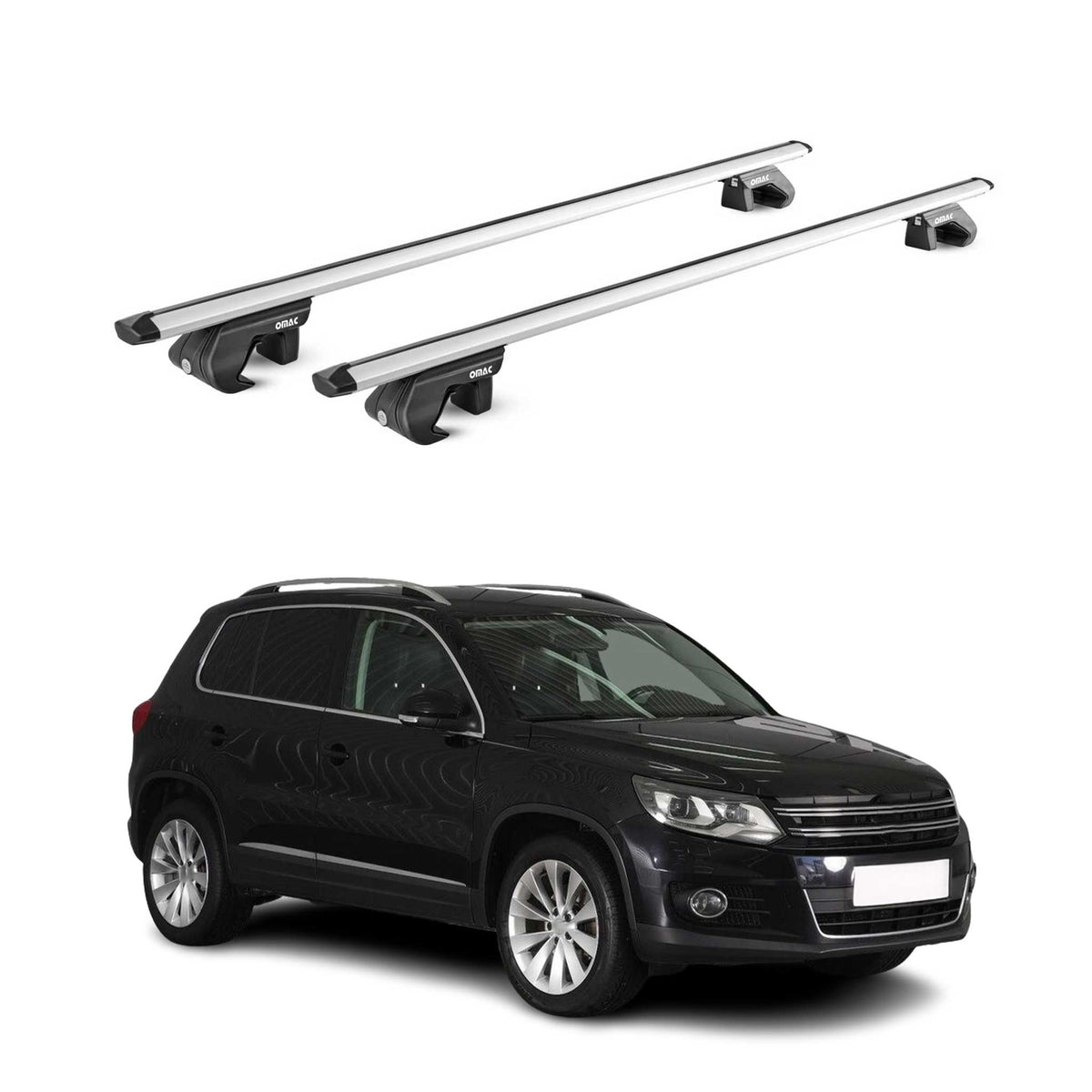 Dachträger Grundtäger für VW Tiguan mk1 2007-2016 90kg Alu Silber 2tlg ABE