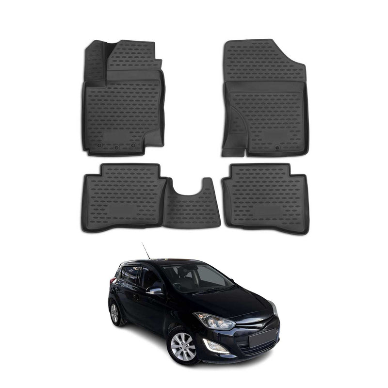 OMAC Gummimatten Fußmatten für Hyundai i20 2008-2014 TPE Automatten Schwarz 4x