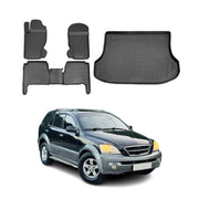 Fußmatten & Kofferraumwanne Set für Kia Sorento 2003-2009 Gummi TPE Schwarz 5x