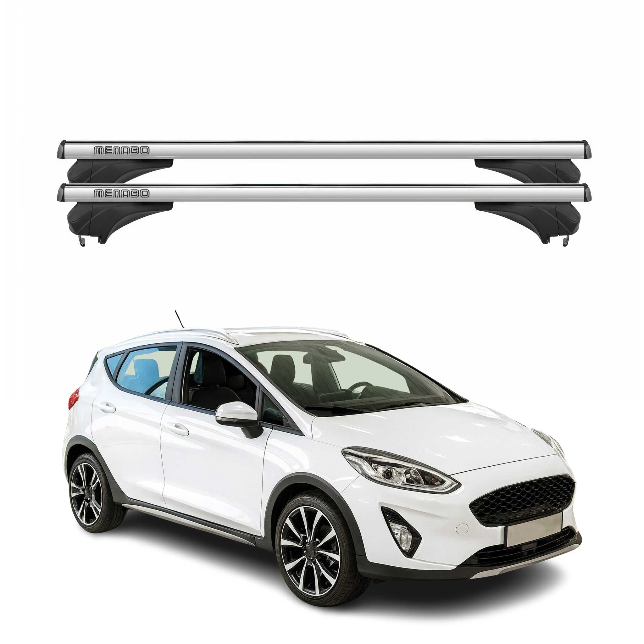Menabo Dachträger für Ford Fiesta VII Kombi 2018-2023 Aluminium Silber 2 tlg