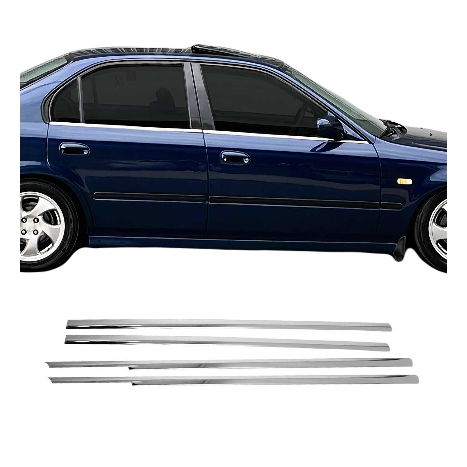 Fensterleisten Zierleisten für Honda Civic 6 Stufenheck 1998-2002 Edelstahl 4tlg