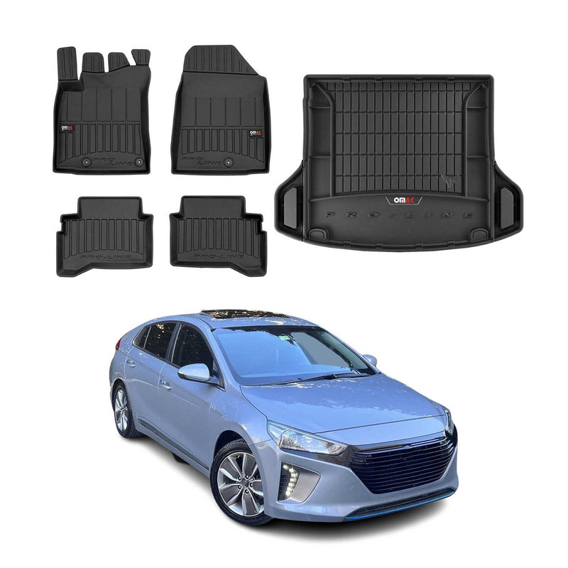 OMAC Fußmatten & Kofferraumwanne Set für Hyundai Ioniq Hybrid 2016-2025 Gummi 5x
