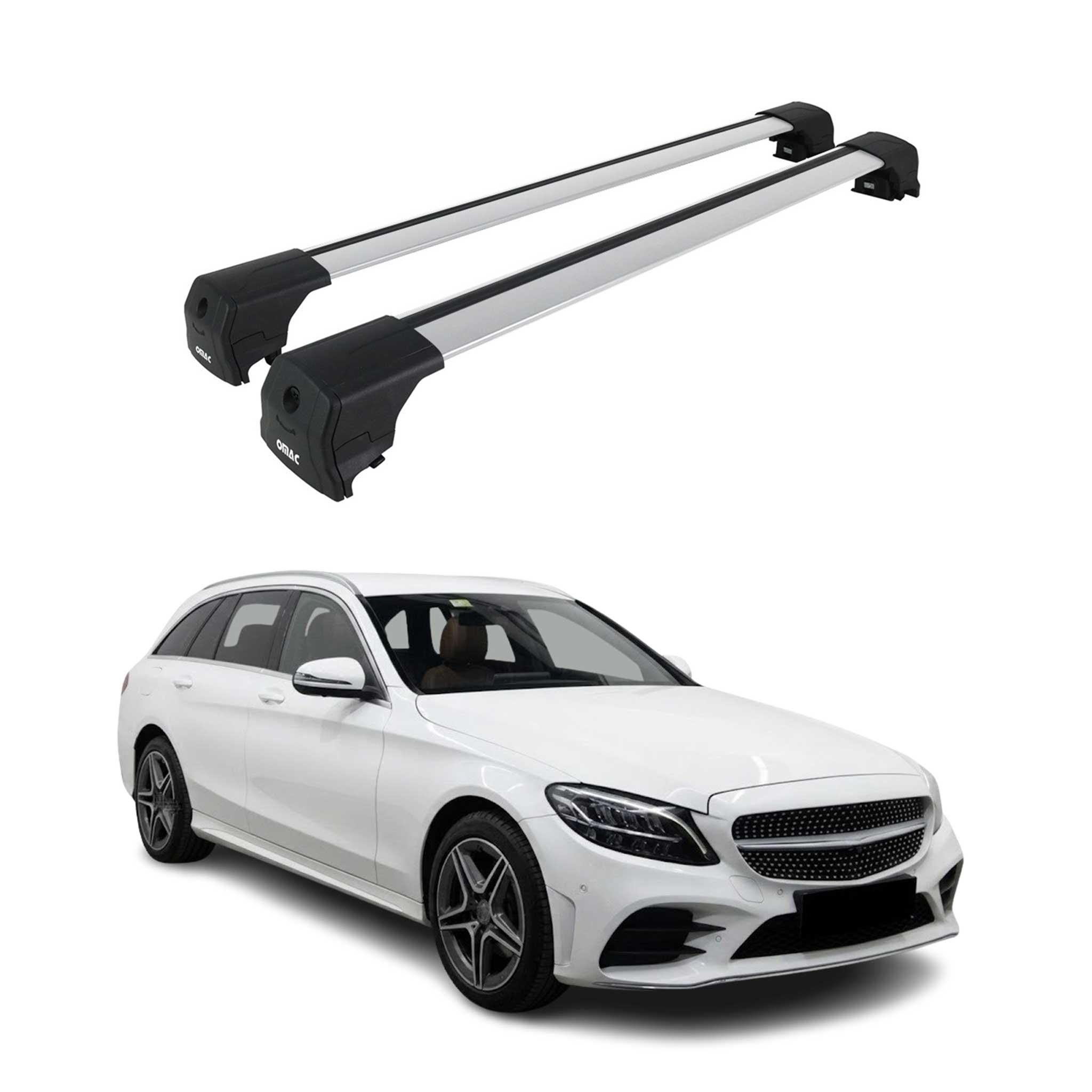 Dachträger Grundtäger für Mercedes C Klasse S205 Kombi 2015-2021 75kg Alu Silber