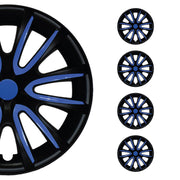 4x Radkappen Radzier für 15" Zoll Radblenden Stahlfelgen Schwarz Dunkel Blau