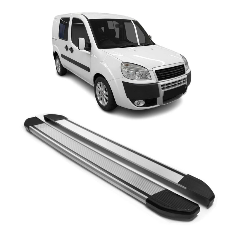 Alu Seitenschweller Trittbretter für Fiat Doblo L1 Kurzer 2000-2010 Silber 2tlg