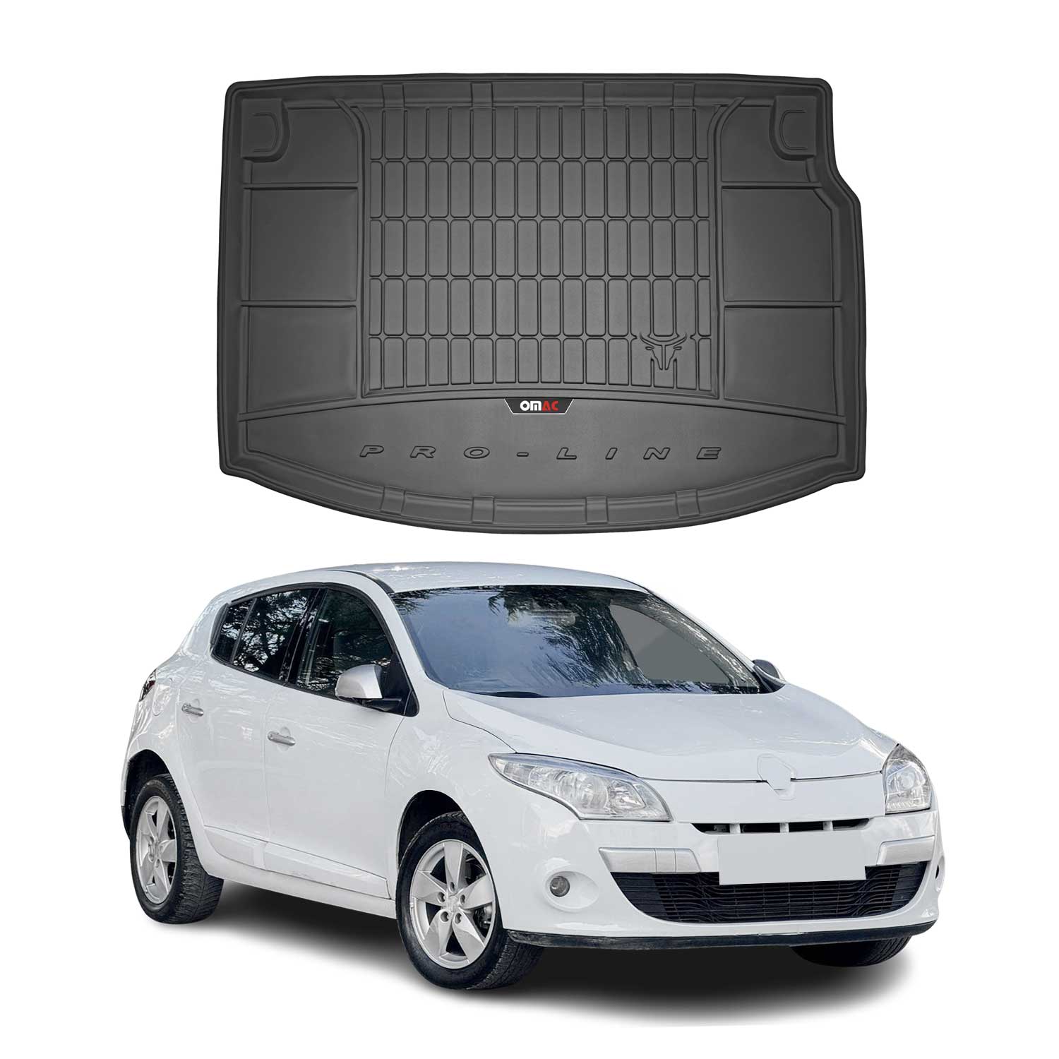 OMAC Gummi Kofferraumwanne für Renault Megane Schrägheck 2008-2015 TPE Schwarz