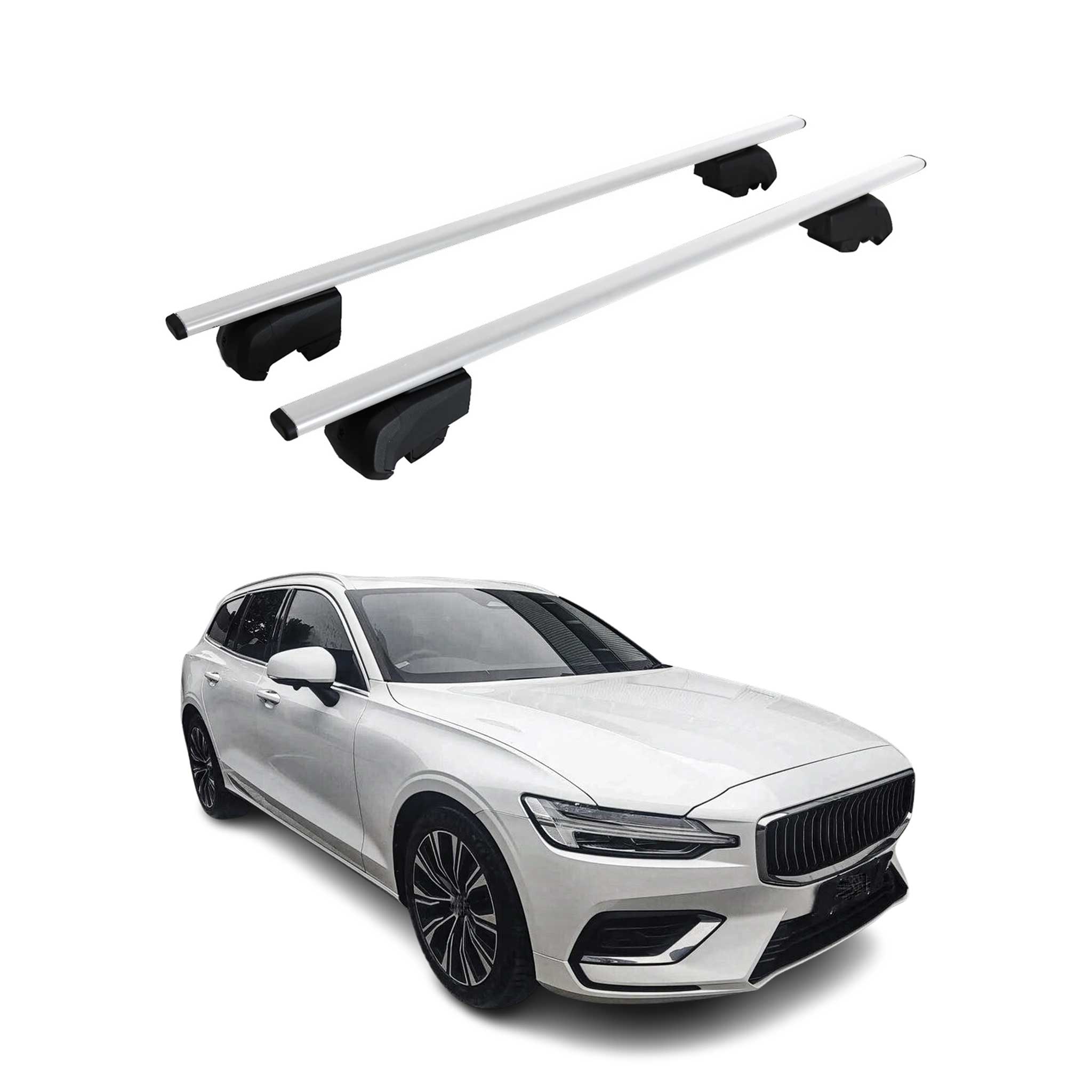 Dachträger Grundtäger für Volvo V60 2018-2023 75kg Metall Silber 2 tlg