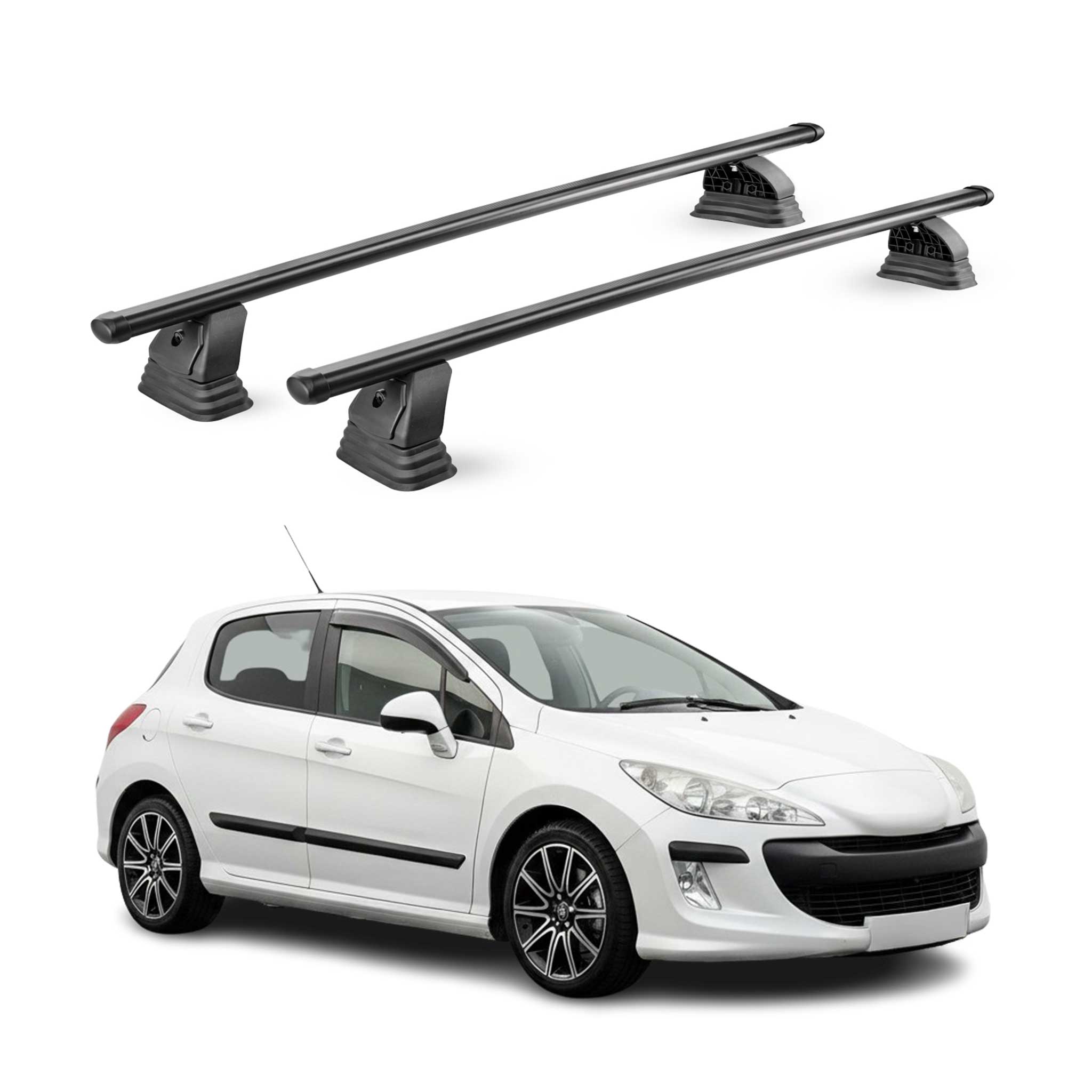 Stahl Dachträger für Peugeot 308 I Schrägheck Kombi 2007-2013 TÜV 2tlg Schwarz