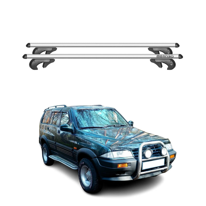 Menabo Dachträger Grundtäger für Ssangyong Musso 1996-2005 90kg Alu Silber 2 tlg