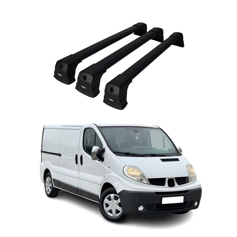 Dachträger Grundtäger für Renault Trafic mk2 2001-2014 75kg Alu Schwarz 3 tlg