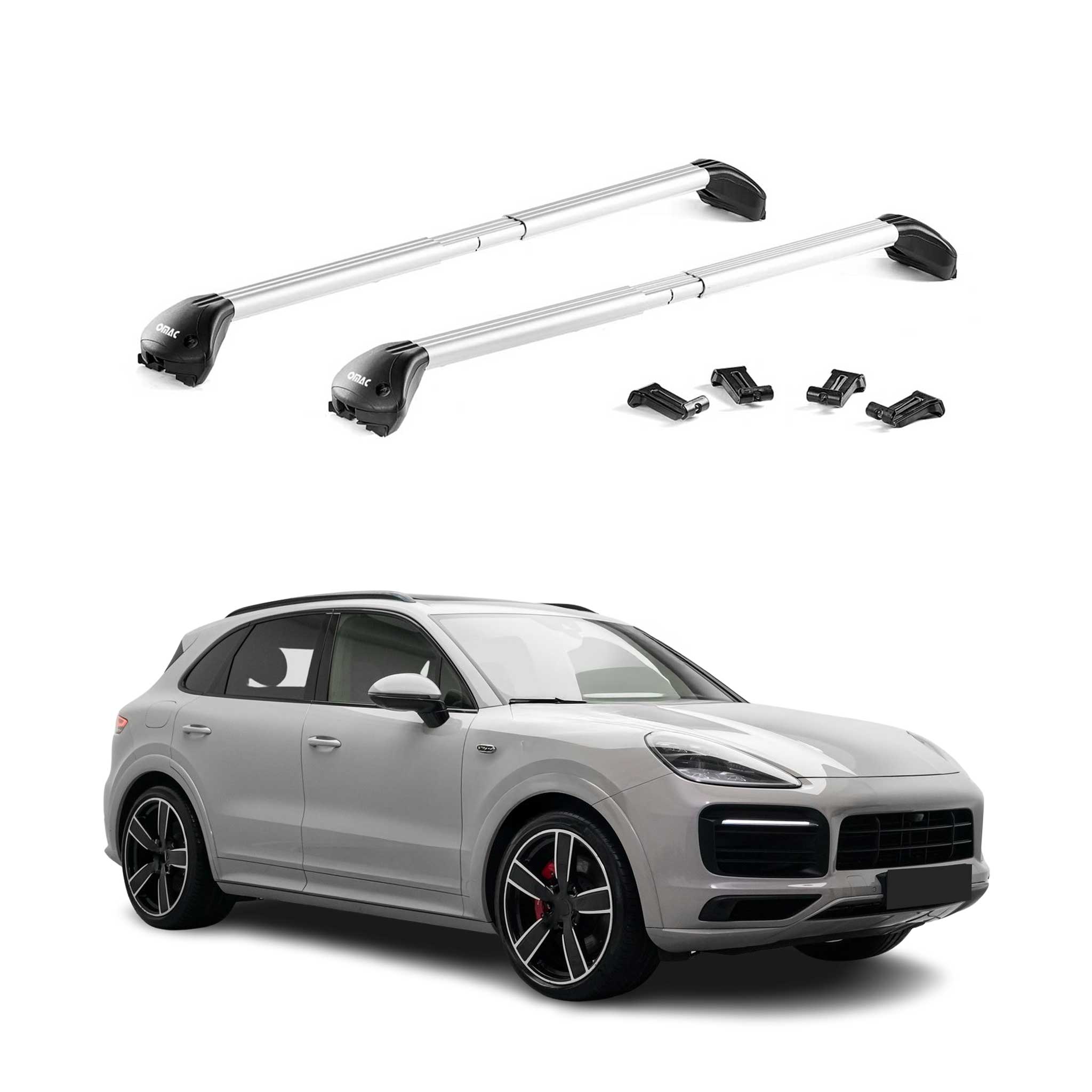 Dachträger Grundtäger für Porsche Cayenne 2019-2026 100kg Alu Silber 2 tlg ABE
