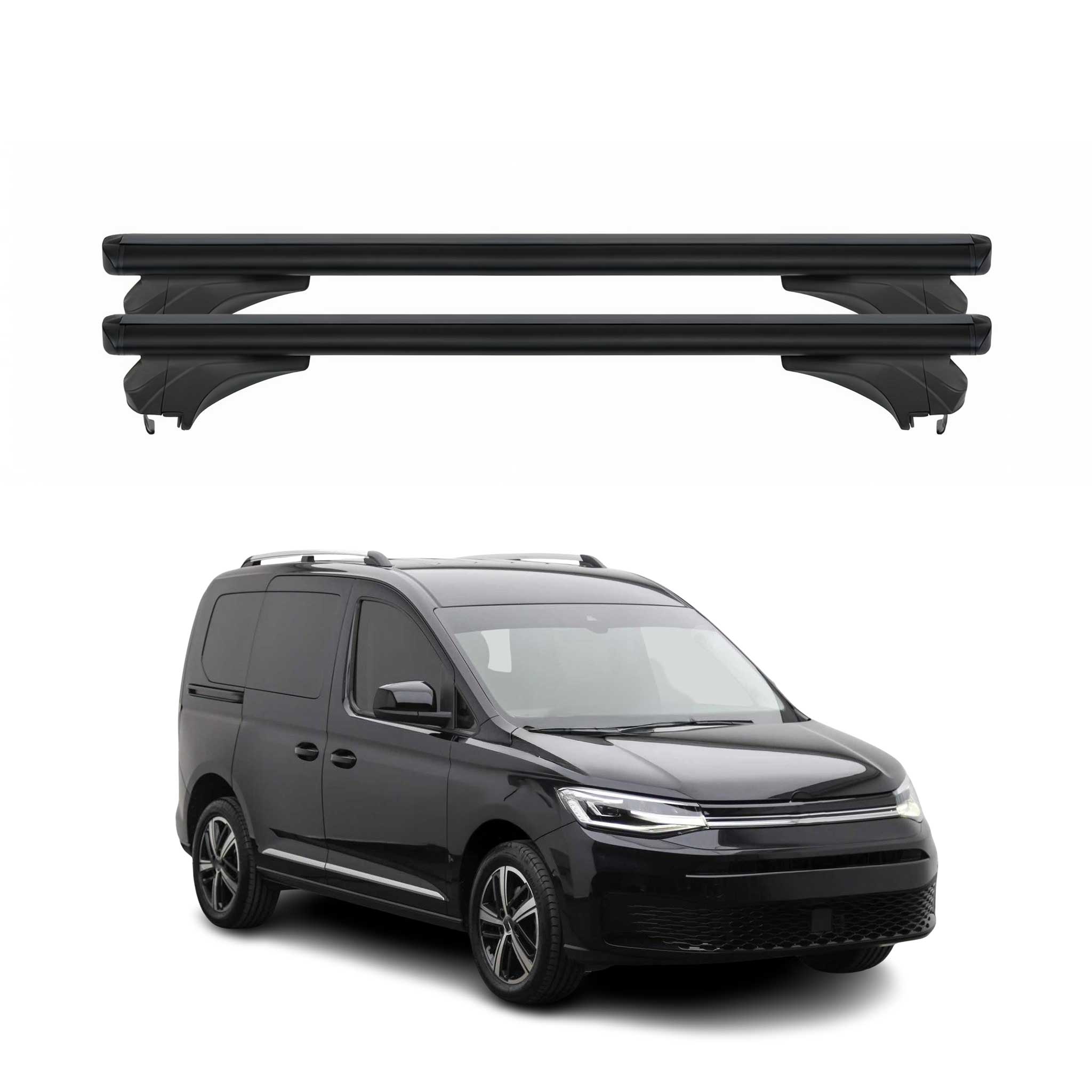 Menabo Dachträger Grundtäger für VW Caddy SB 2020-2026 Aluminium Schwarz 2 tlg