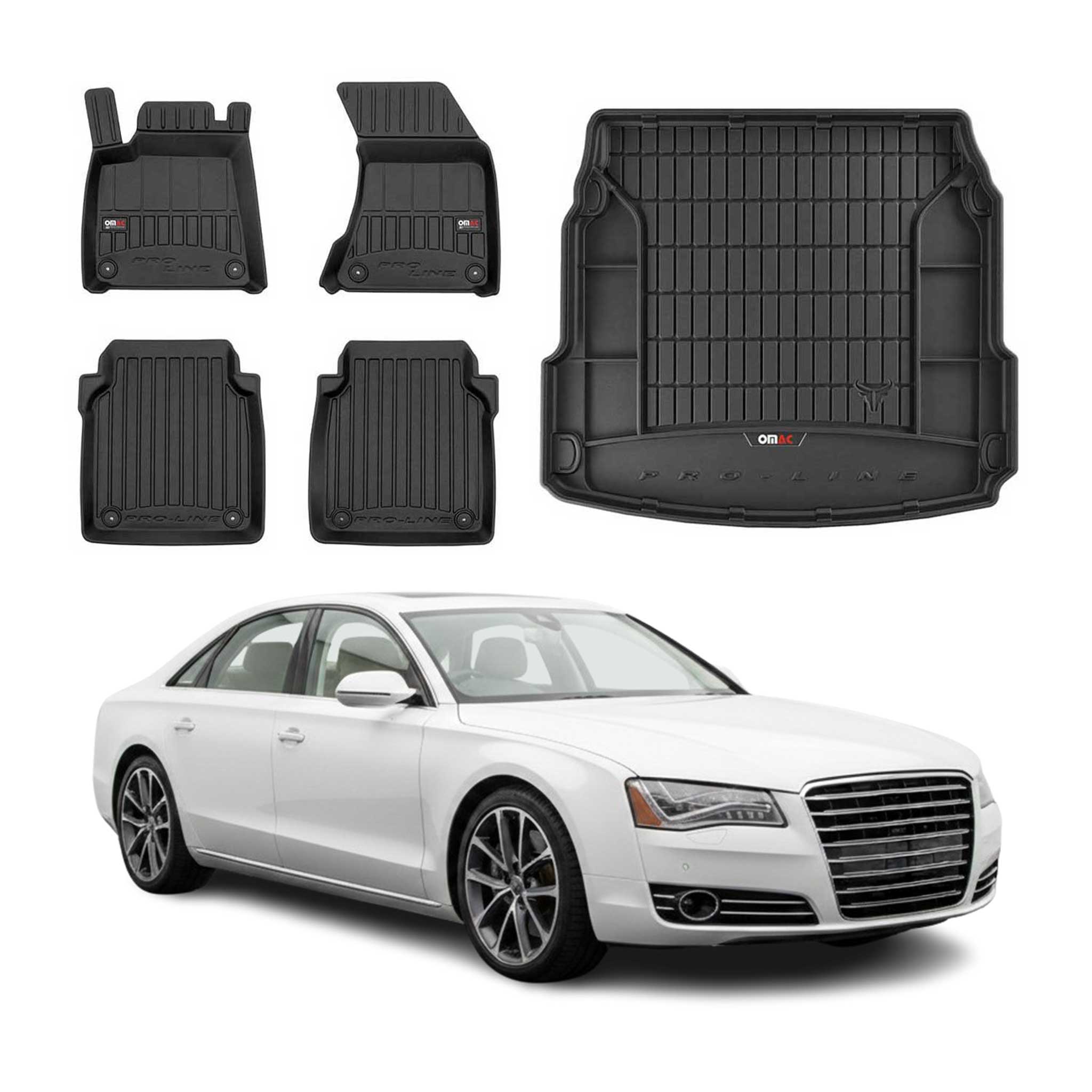 OMAC Fußmatten & Kofferraumwanne Set für Audi A8 D4 Lang version 2009-2017 Gummi