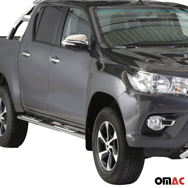 Stahl Seitenschweller Schwellerrohre für Toyota Hilux Double Cab 2016-2018 Grau