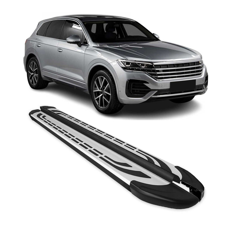 Trittbretter Seitenschweller für VW Touareg 3 2018-2025 Alu Silber Schwarz