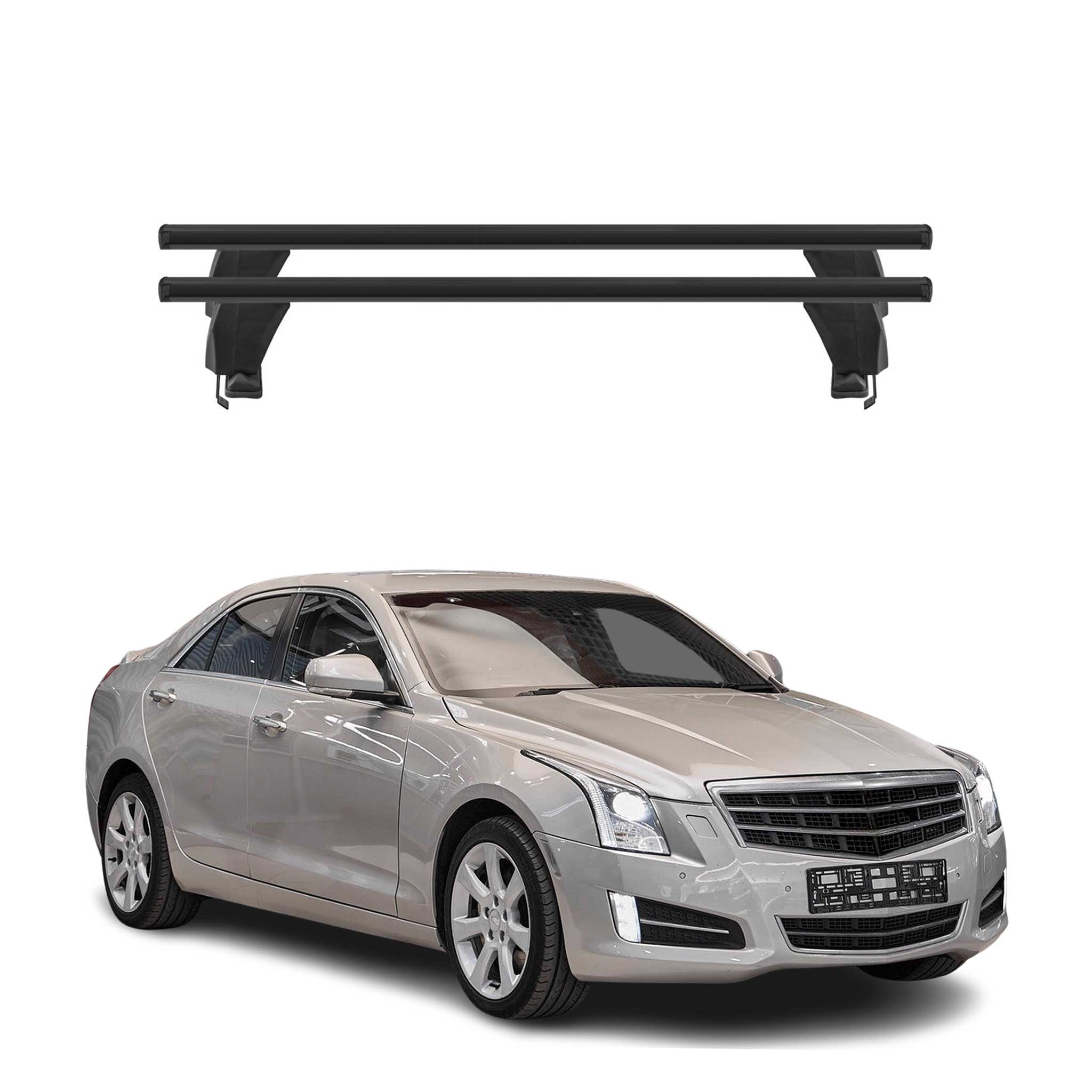 Menabo Dachträger Grundtäger für Cadillac ATS 2013-2019 50kg Alu Schwarz 2 tlg