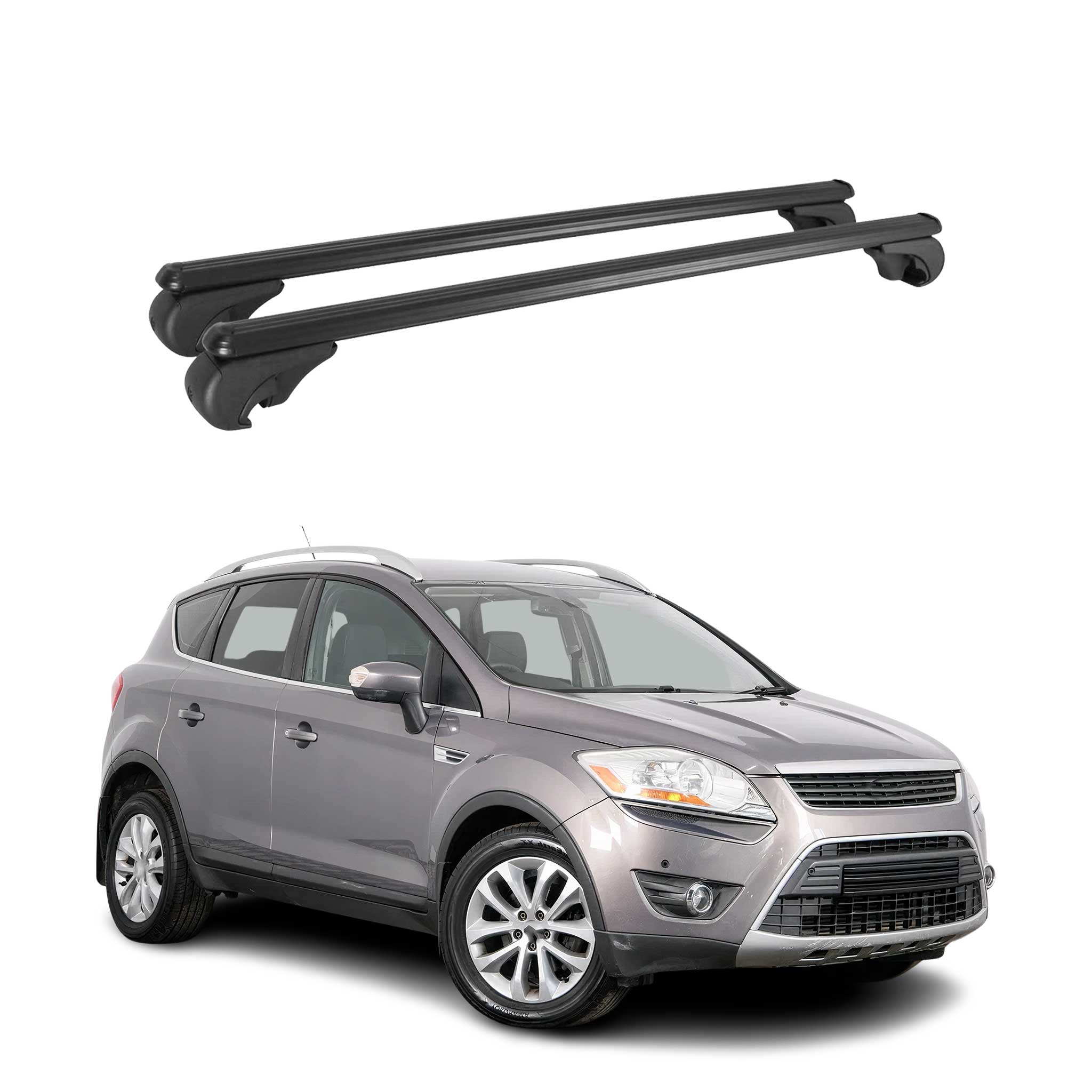 Dachträger Grundtäger für Ford Kuga I 2008-2012 75kg Aluminium Schwarz 2tlg