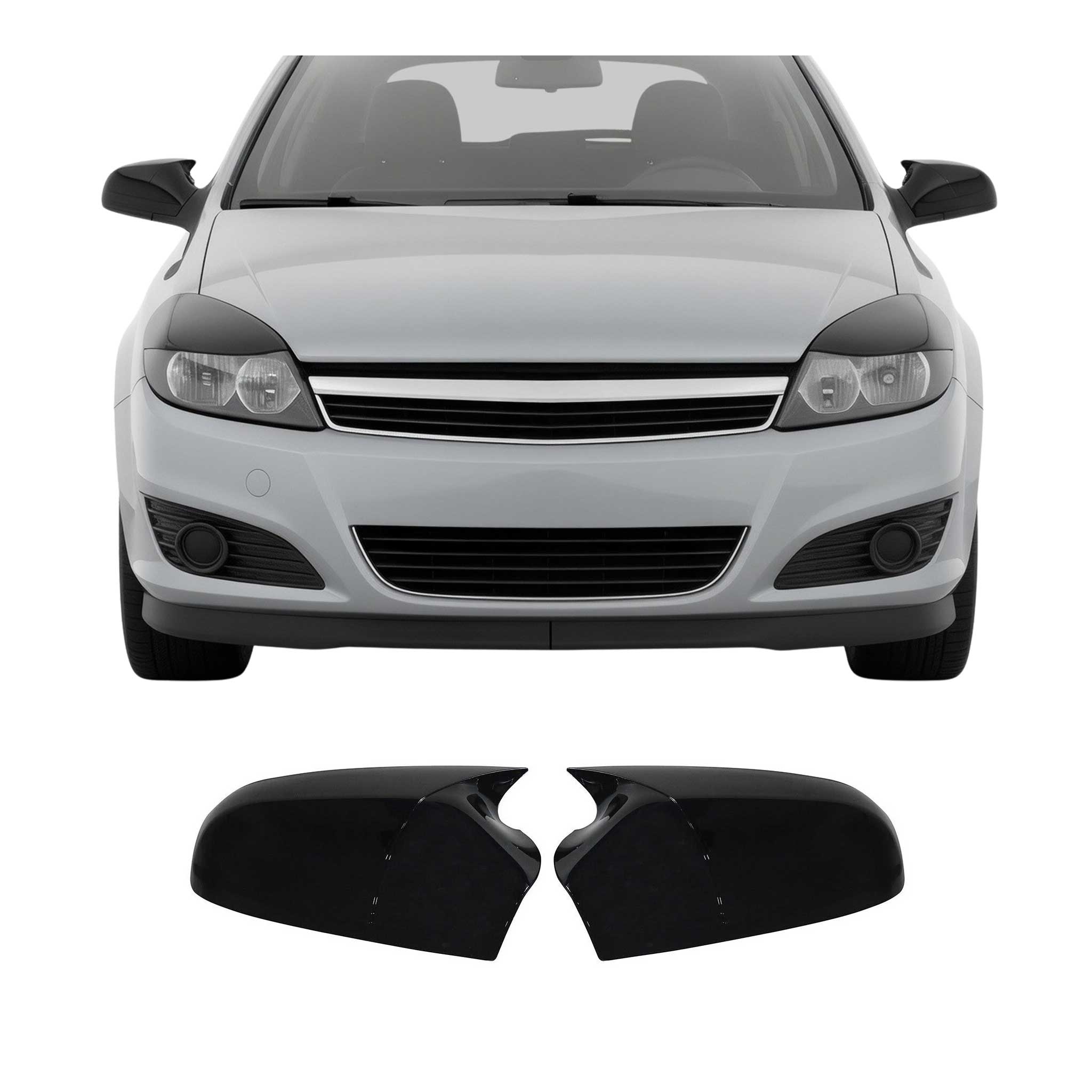 Spiegelkappen Spiegelabdeckung für Opel Astra 2004-2009 ABS Schwarz Glanz 2tlg