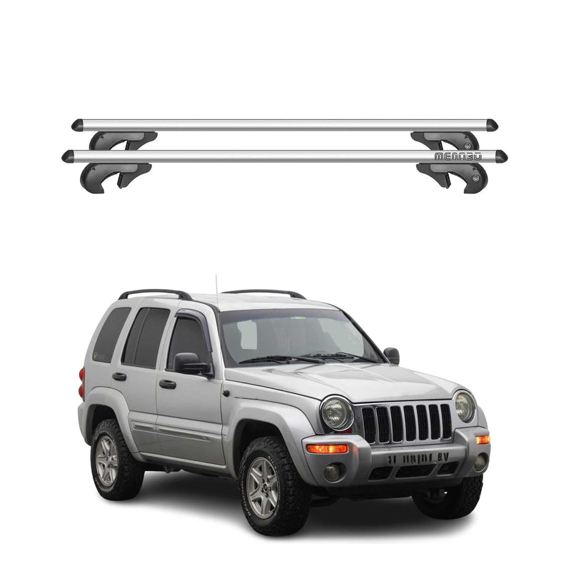Menabo Dachträger Grundtäger für Jeep Cherokee KJ 2005-2008 90kg Alu Silber 2x