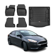 OMAC Fußmatten & Kofferraumwanne Set für Ford Focus mk3 2011-2018 Limo Gummi TPE