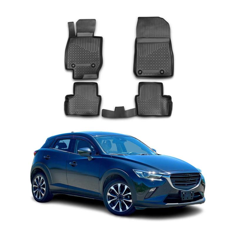 OMAC Gummimatten Fußmatten für Mazda CX-3 2015-2024 TPE Automatten Schwarz 4x