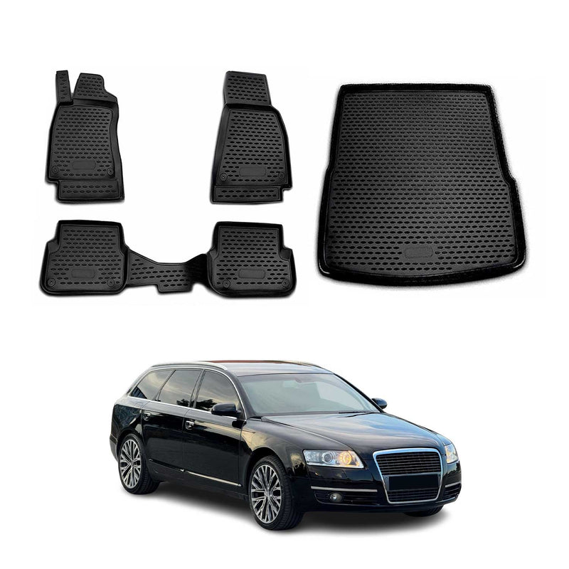 Fußmatten & Kofferraumwanne Set für Audi A6 Avant Allroad FL C6 2008-2011 TPE
