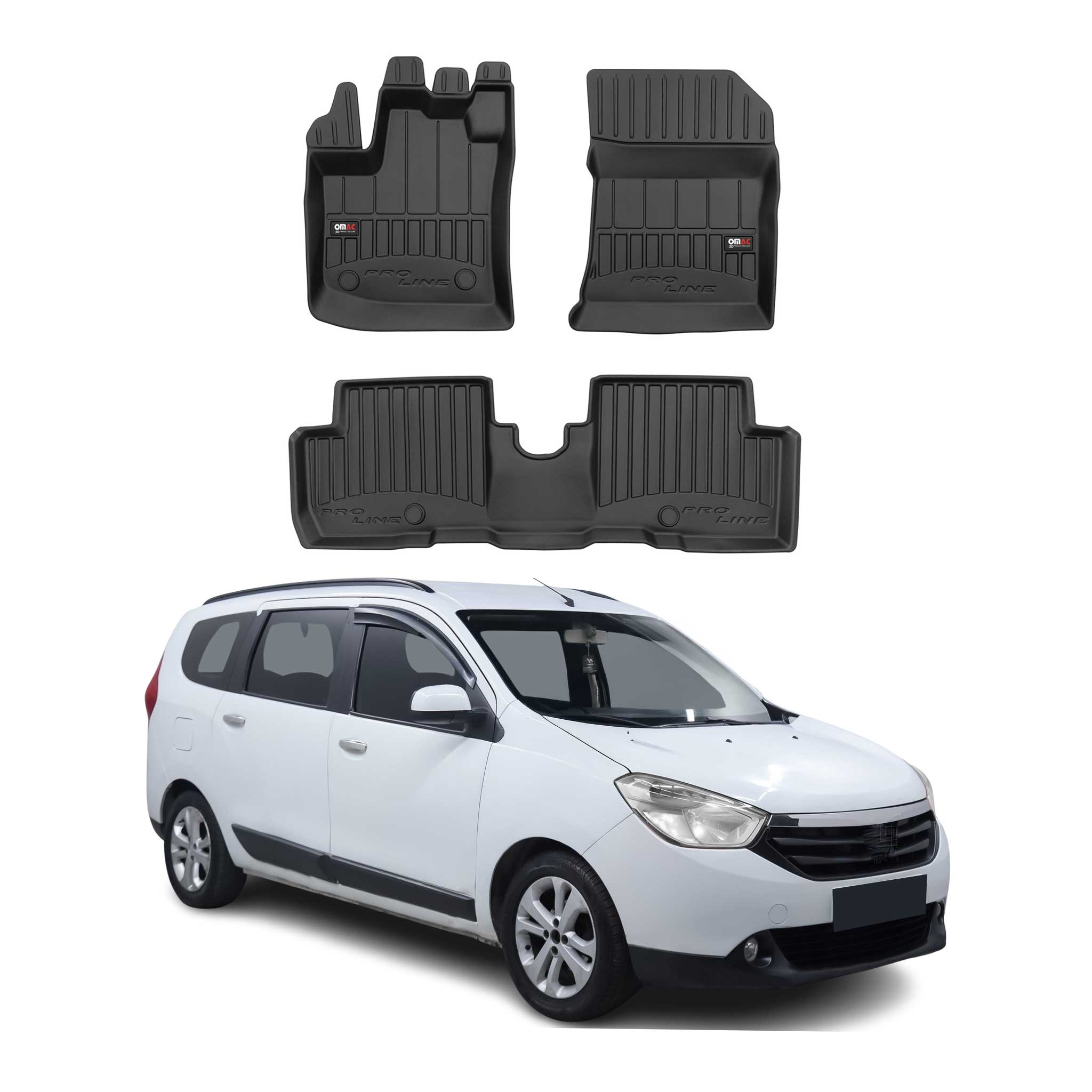 OMAC Gummi Fußmatten für Dacia Lodgy 2012-2024 Premium TPE Automatten Schwarz 3x