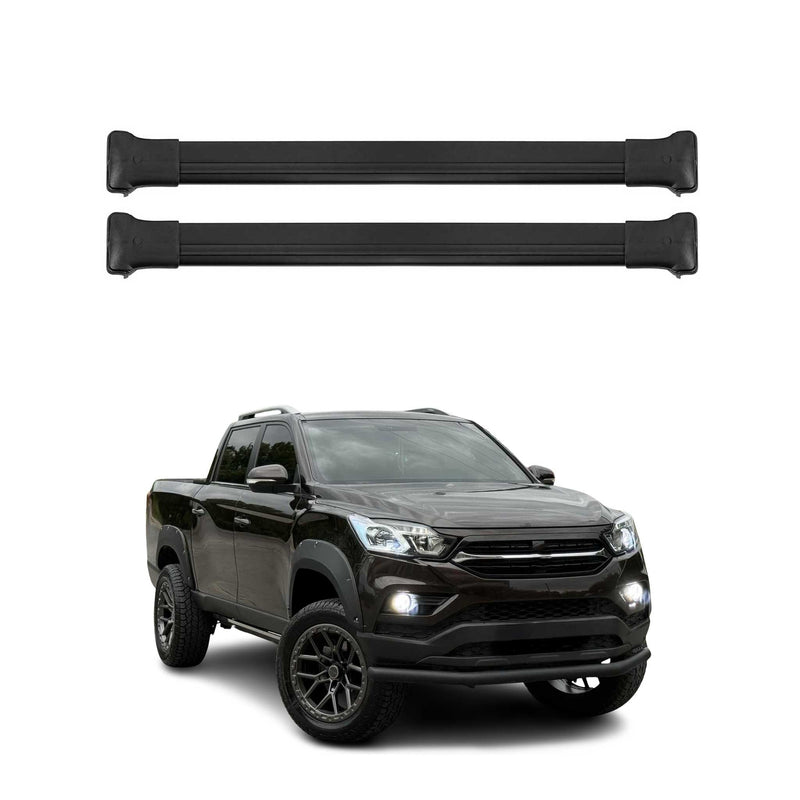 Dachträger Gepäckträger für Ssangyong Musso Grand 2018-2025 Alu Schwarz 2tlg