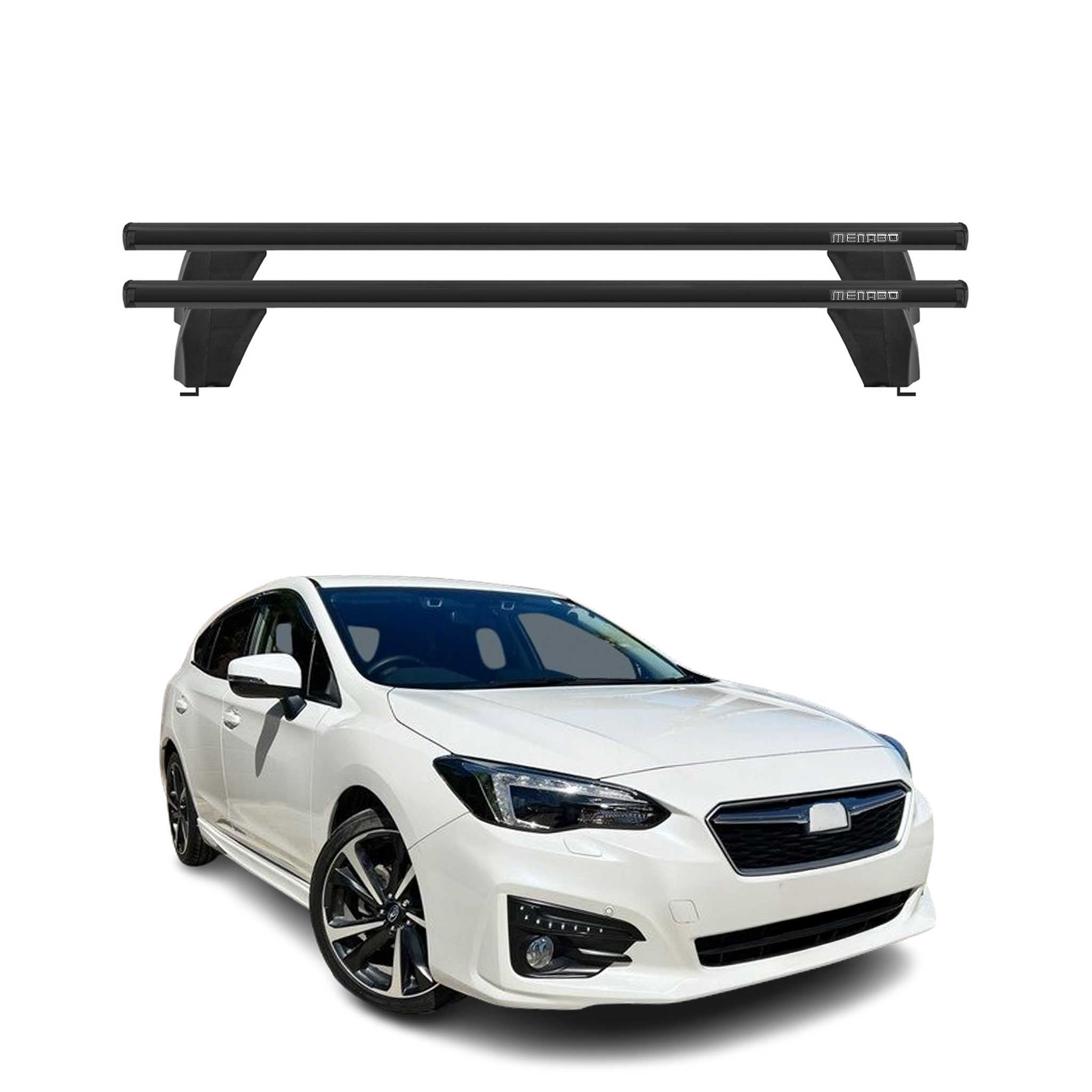 Menabo Dachträger für Subaru Impreza mk5 Schrägheck 2016-2023 75kg Alu Schwarz