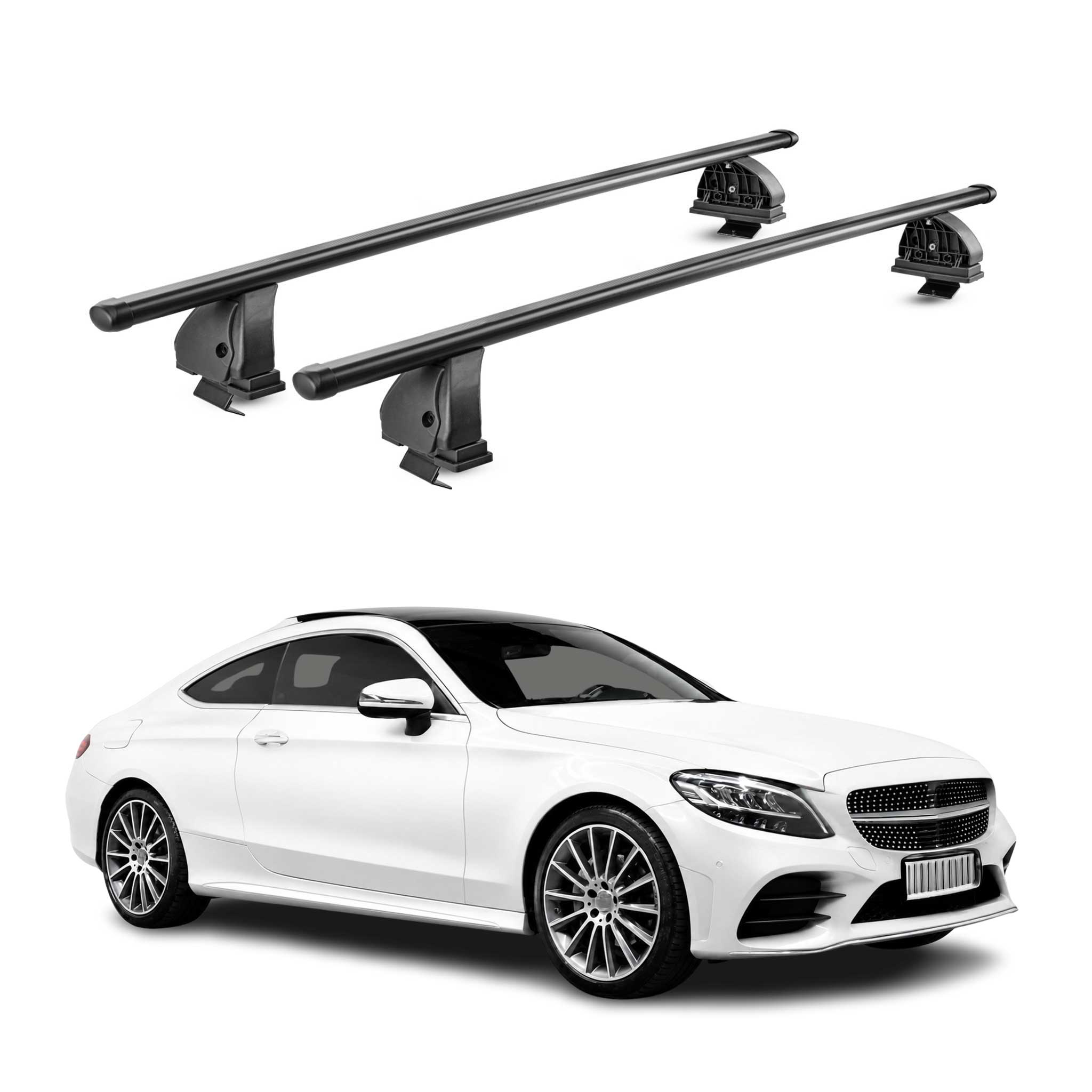 Stahl Dachträger für Mercedes C Klasse C205 Coupe 2015-2023 TÜV 75 kg 2x Schwarz